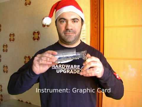Merry Christmas - Geek plays jingle bells on a graphic card